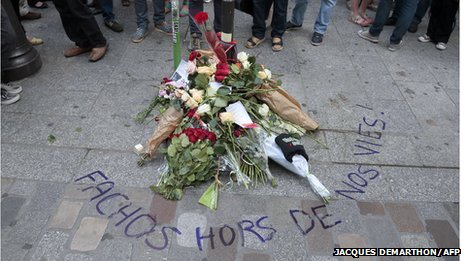Tribute to anarchist antifascist Clément Méric killed in Paris on 5 June 2013
